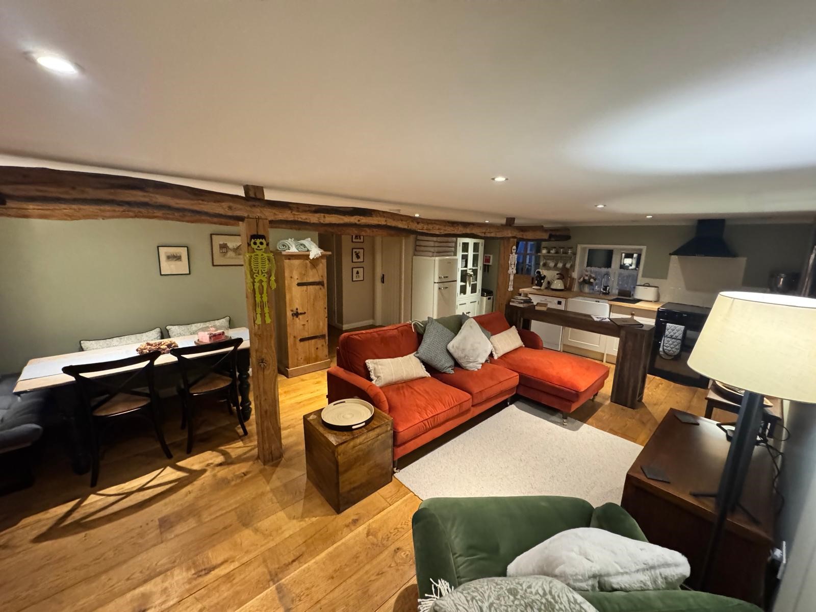 Open plan living space at The Piggery
